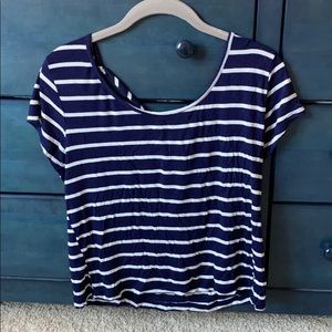 White & Navy Blue Stripped T-Shirt
